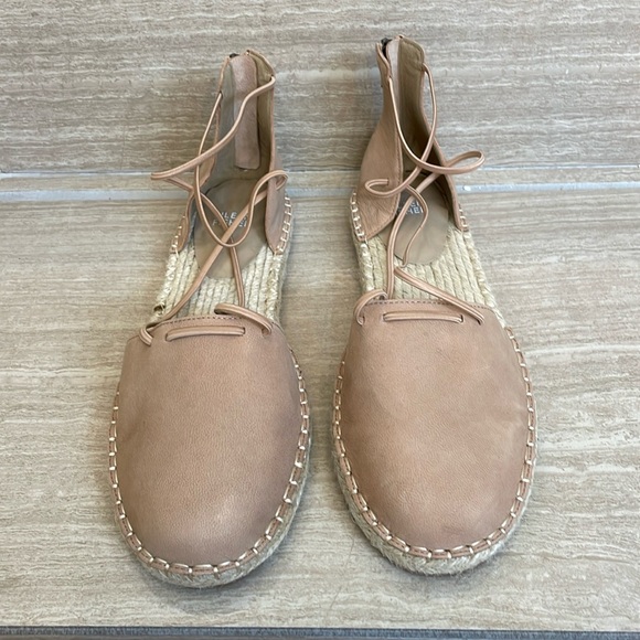 EILEEN FISHER UEC Sz 9 Leather Lace Up D'Orsay Espadrille Latte Flat Sandal Nude - Picture 3 of 15